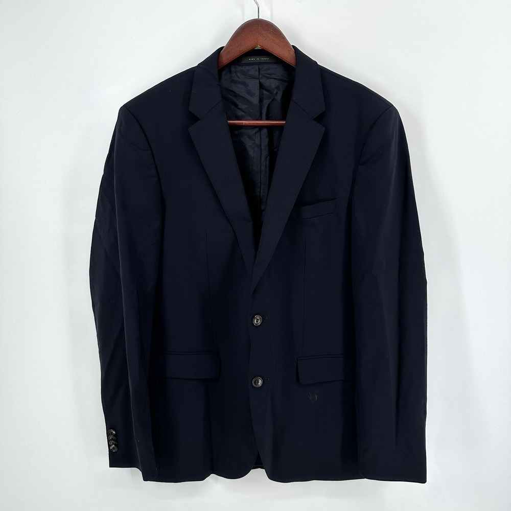 Hugo Boss Sport Coat Blazer 40L Black 2 Button Wool Blend Stretch Prom Work